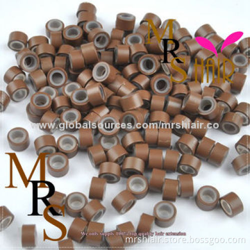 Medium brown 5*3*3mm silicone aluminum micro tubes extensions beads